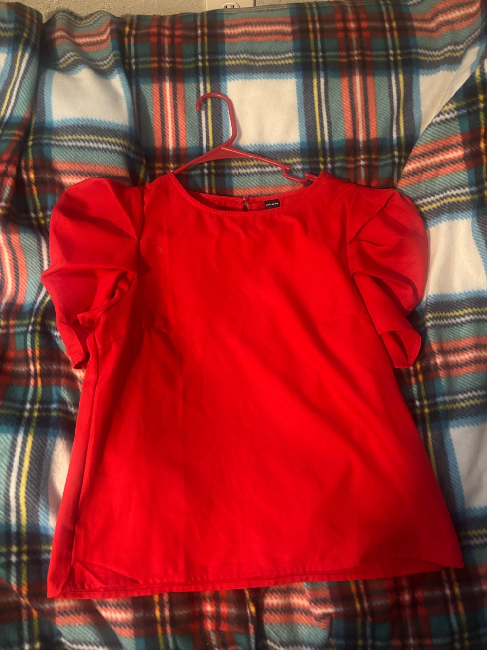 Kids Red Puff-Sleeve Top